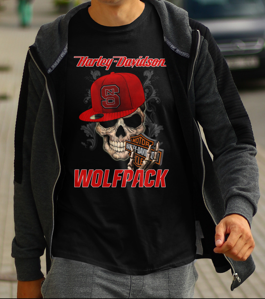 Harley Davidson Skull Nc State Wolfpack Hat T-Shirt