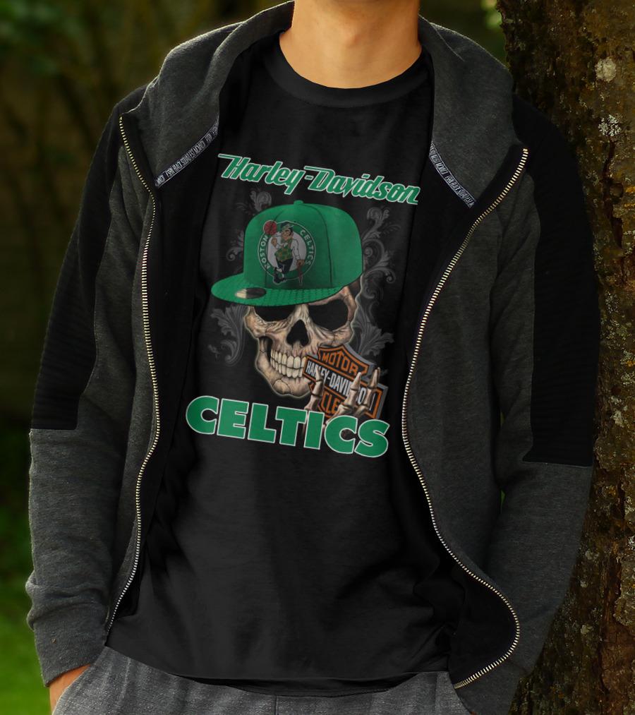 Harley Davidson Boston Celtics Skull Nba1 T-Shirt