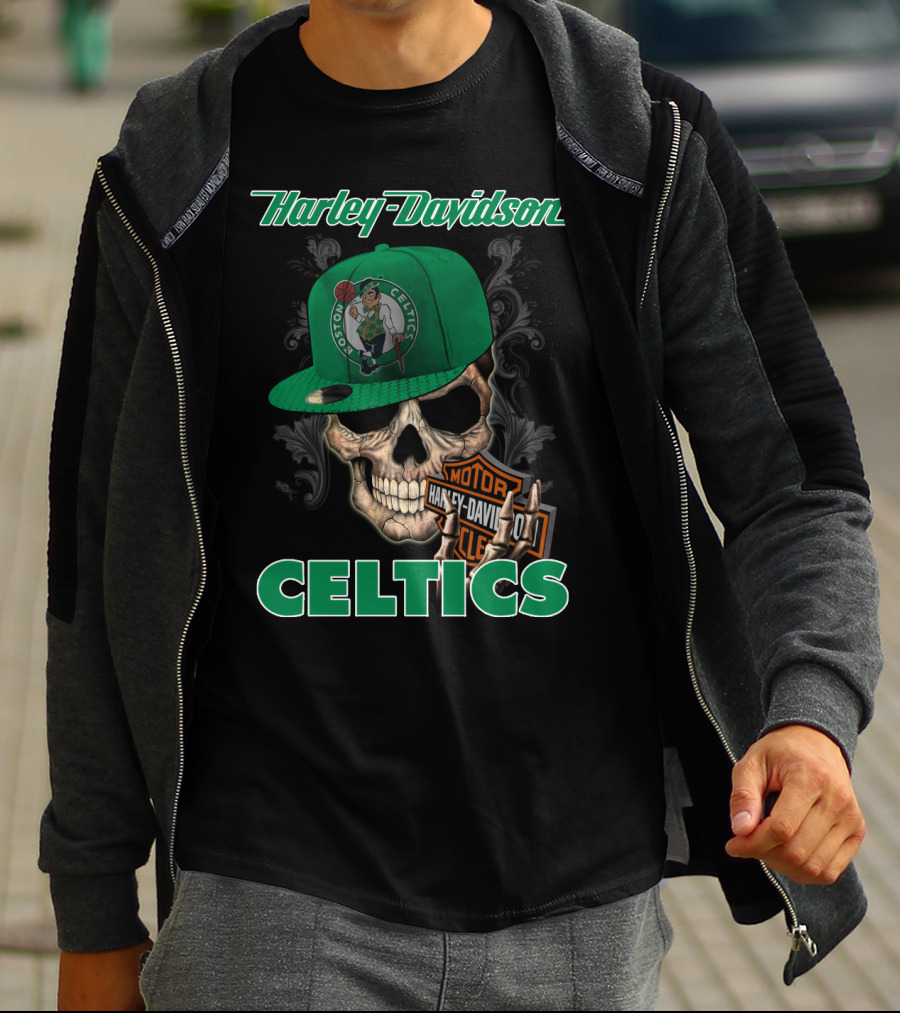 Harley Davidson Boston Celtics Skull Nba1 T-Shirt