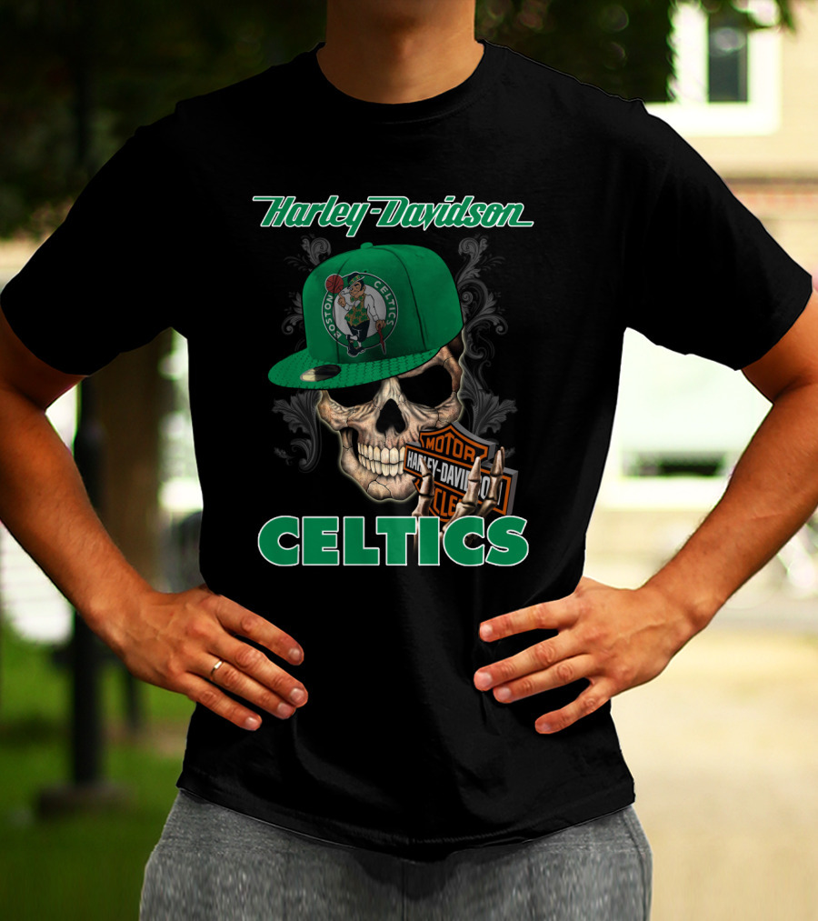 Harley Davidson Boston Celtics Skull Nba1 T-Shirt