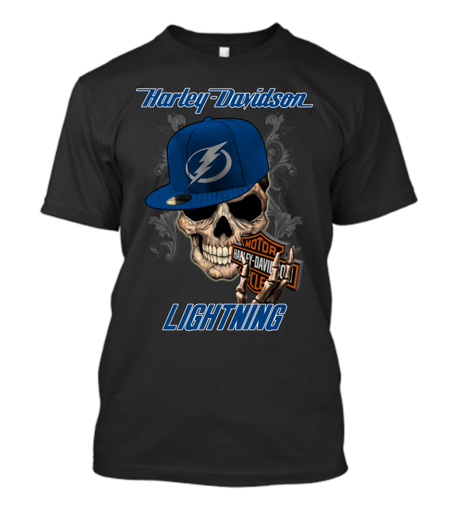 Harley Davidson Lightning Skull Tampa Bay Nhl T-Shirt