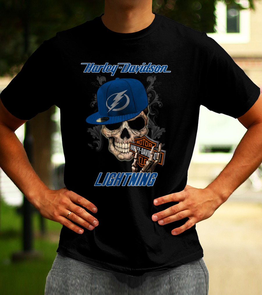 Harley Davidson Lightning Skull Tampa Bay Nhl T-Shirt