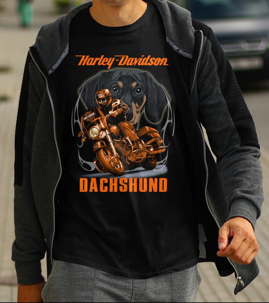 Harley Davidson Dachshund Motorcycle Rider T-Shirt