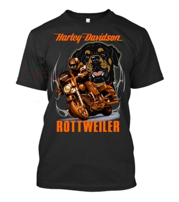 Harley Davidson Rottweiler Motorcycle Rider T-Shirt