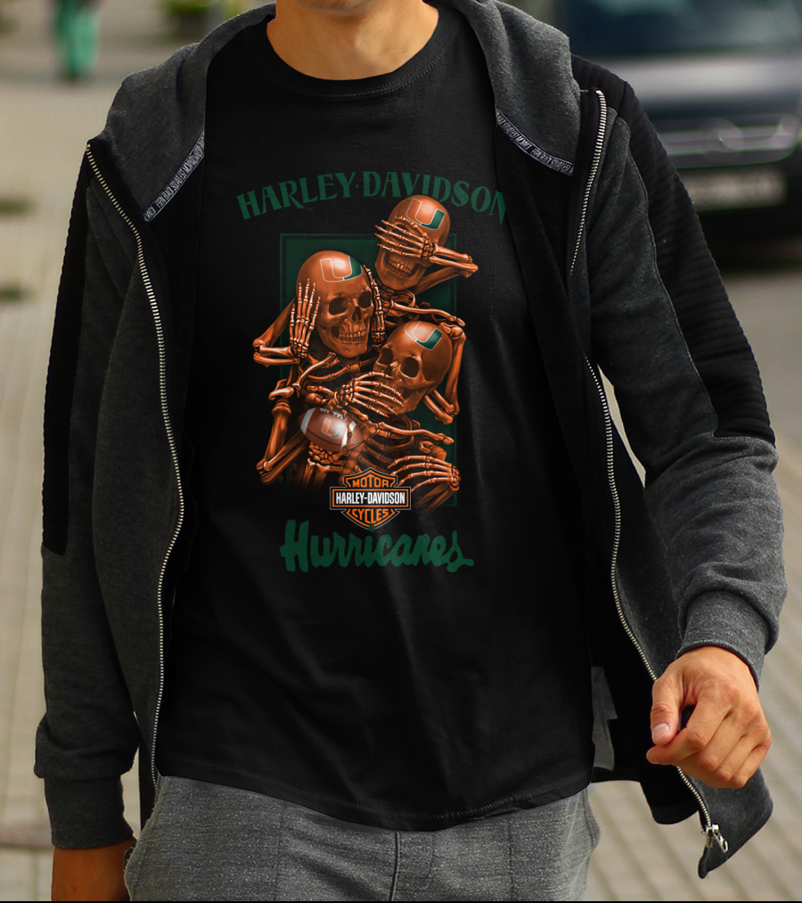 Harley Davidson Motor Cycles Hurricanes Miami Hurricanes T-Shirt