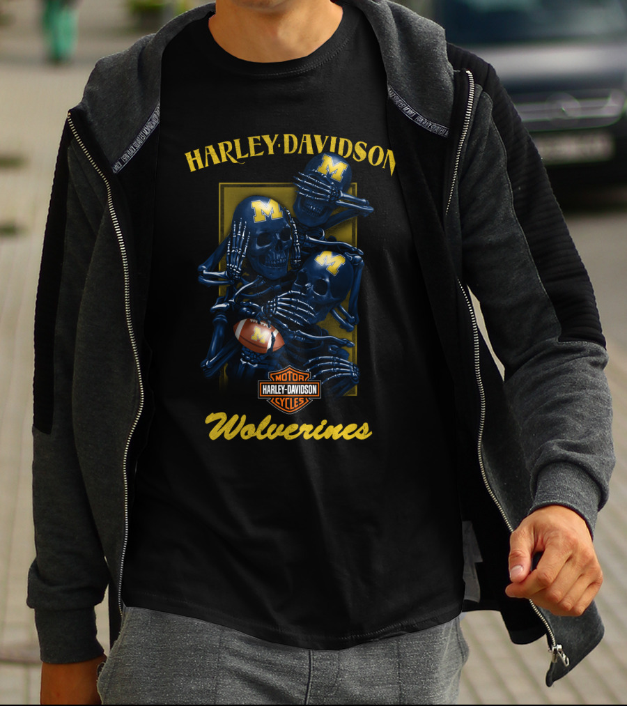 Harley Davidson Motor Cycles Michigan Wolverines T-Shirt