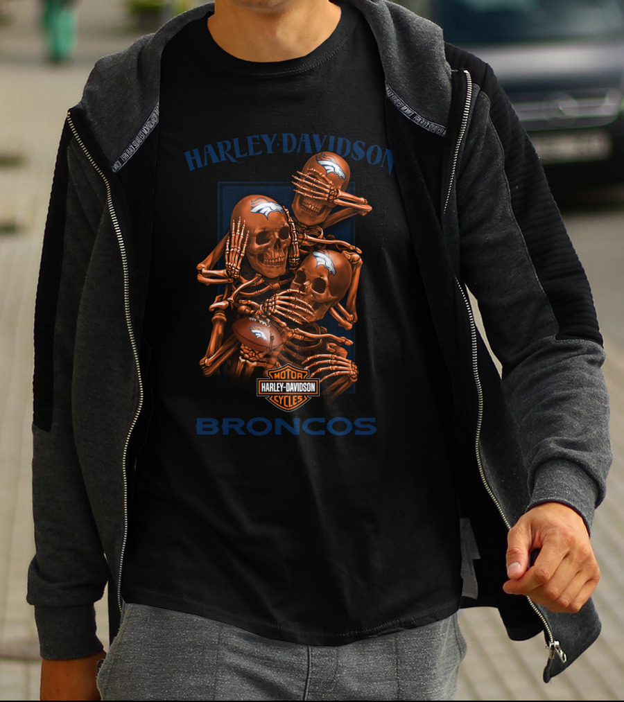 Harley Davidson Motor Cycles Nfl Denver Broncos T-Shirt
