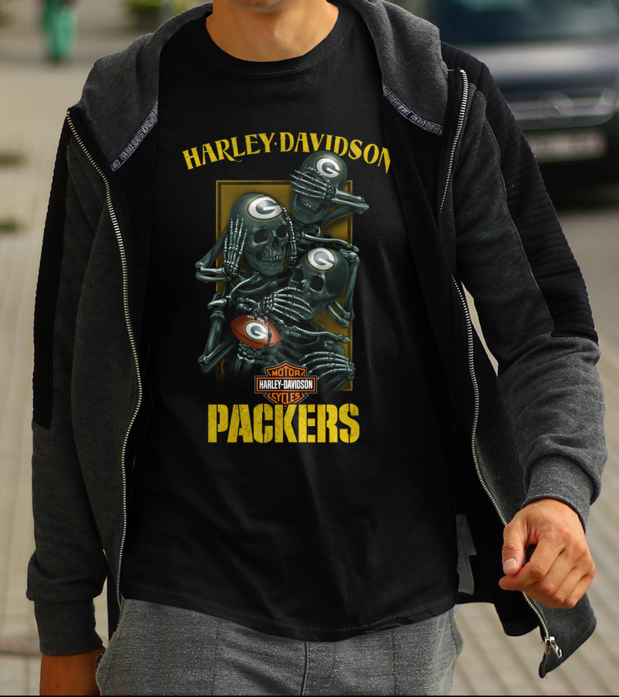 Harley Davidson Motor Cycles Packers Nfl Green Bay Packers T-Shirt
