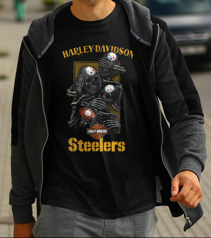 Harley Davidson Motor Cycles Steelers Hl1402 Nfl Pittsburgh Steelers T-Shirt