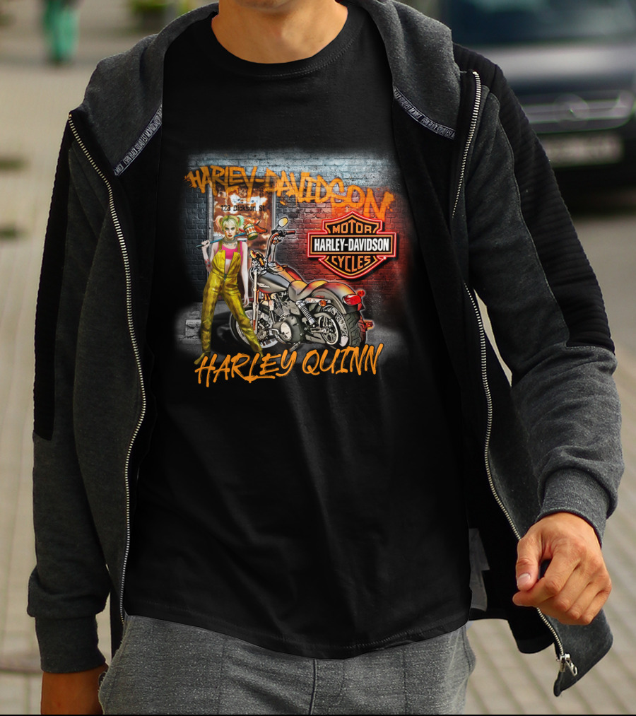 Harley Quinn Harley Davidson Motor Cycles Street Scene T-Shirt