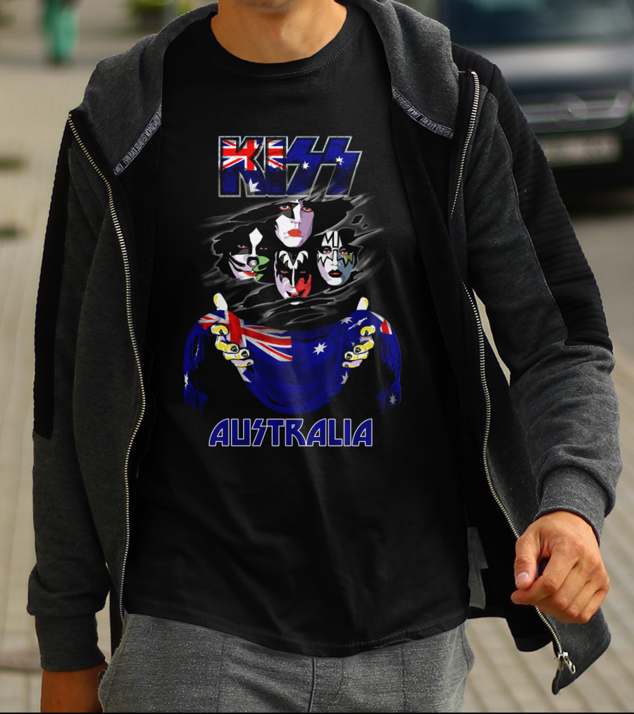 Kiss Australia Faces With Flag T-Shirt
