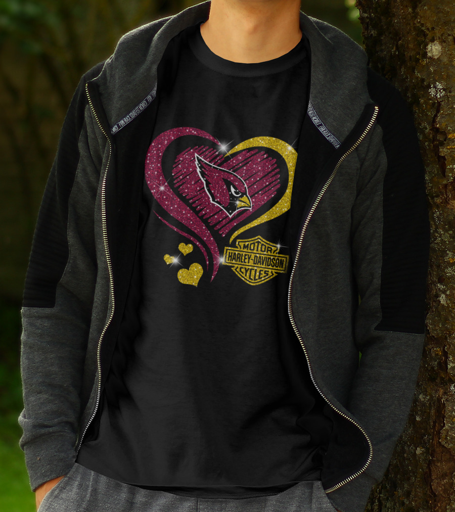 Harley Davidson Heart Arizona Cardinals T-Shirt