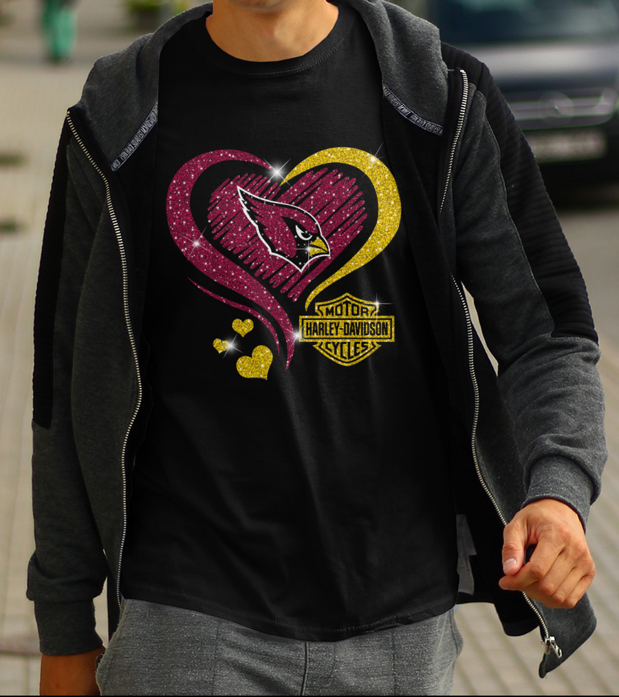 Harley Davidson Heart Arizona Cardinals T-Shirt