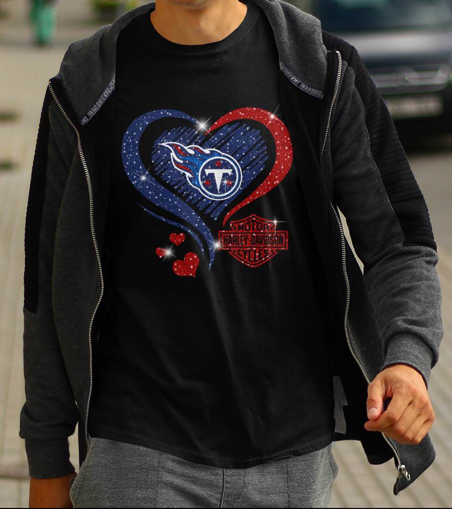 Tennessee Titans Heart Harley Davidson Styles T-Shirt