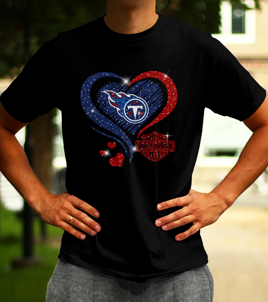 Tennessee Titans Heart Harley Davidson Styles T-Shirt