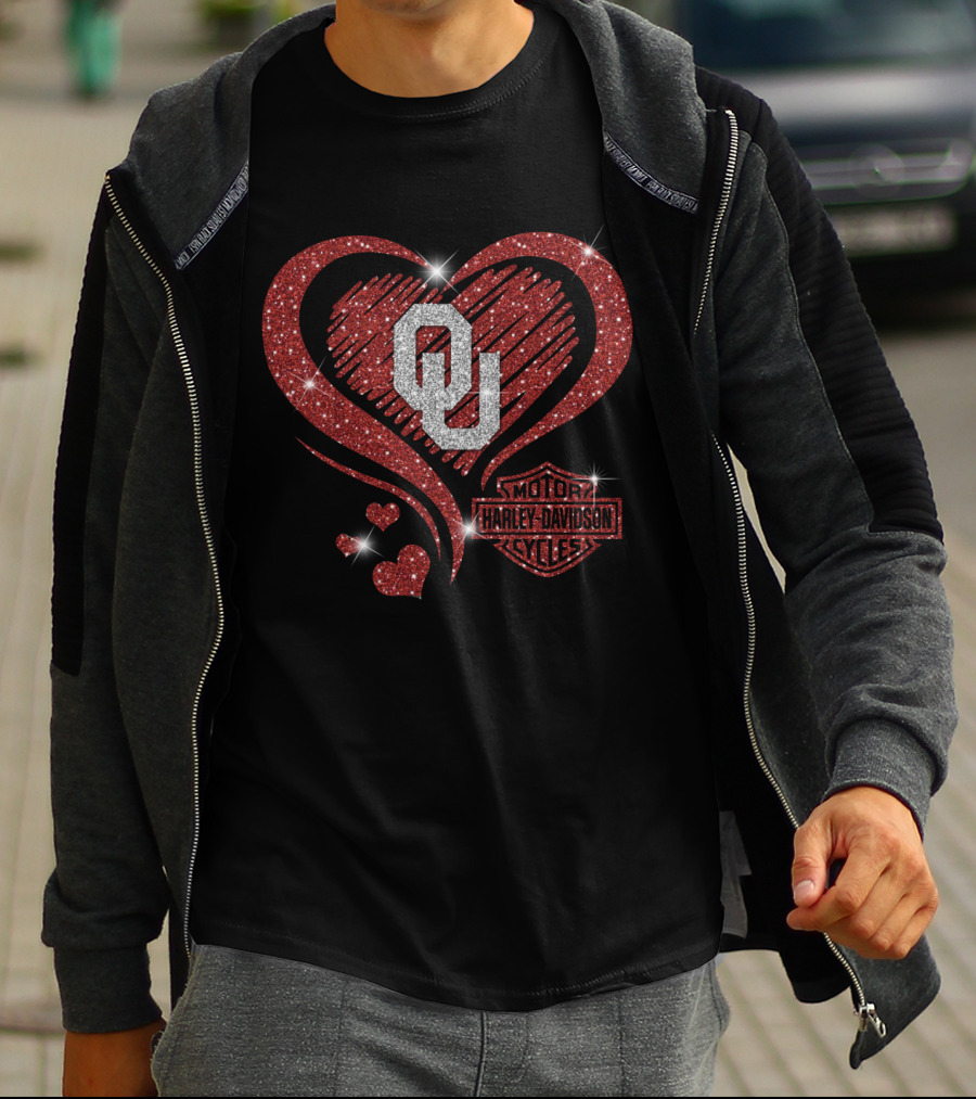 Ou Heart Harley Davidson Styles T-Shirt