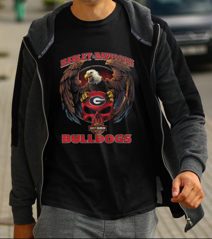 Harley Davidson Motor Cycles Georgia Bulldogs Eagle T-Shirt