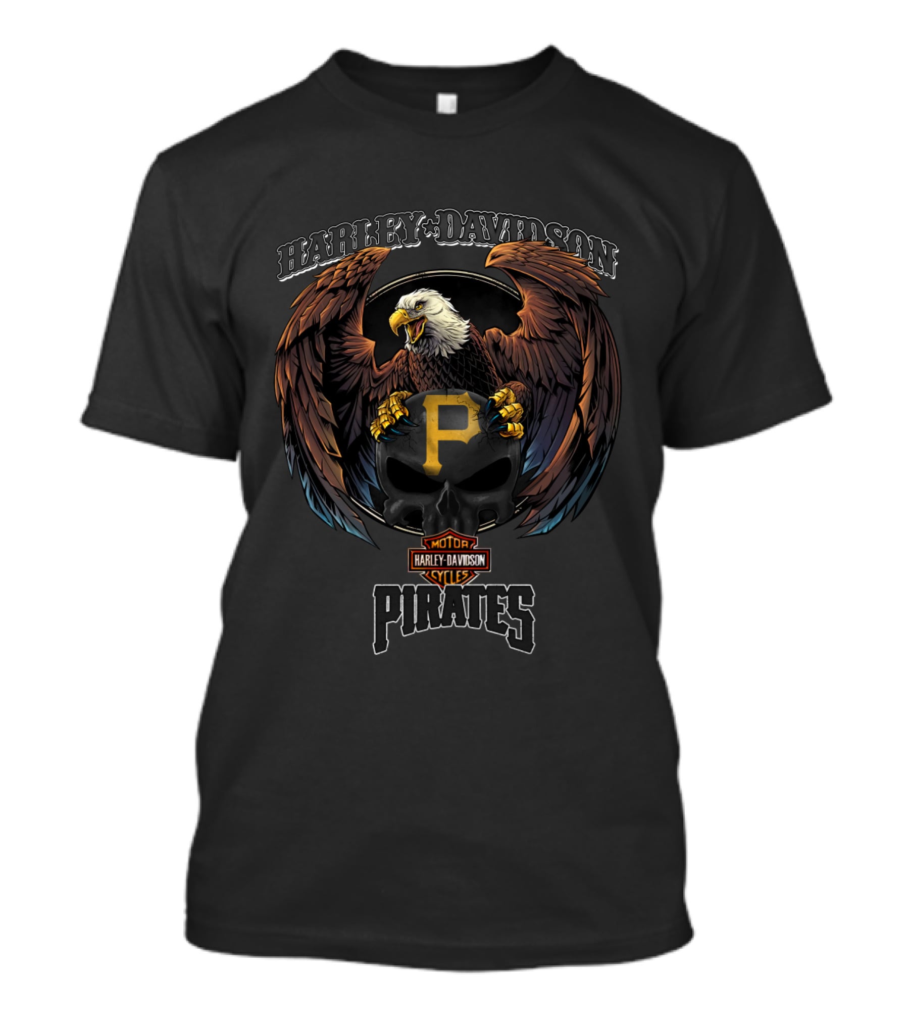 Harley Davidson Eagles Pirates P Logo Skull T-Shirt