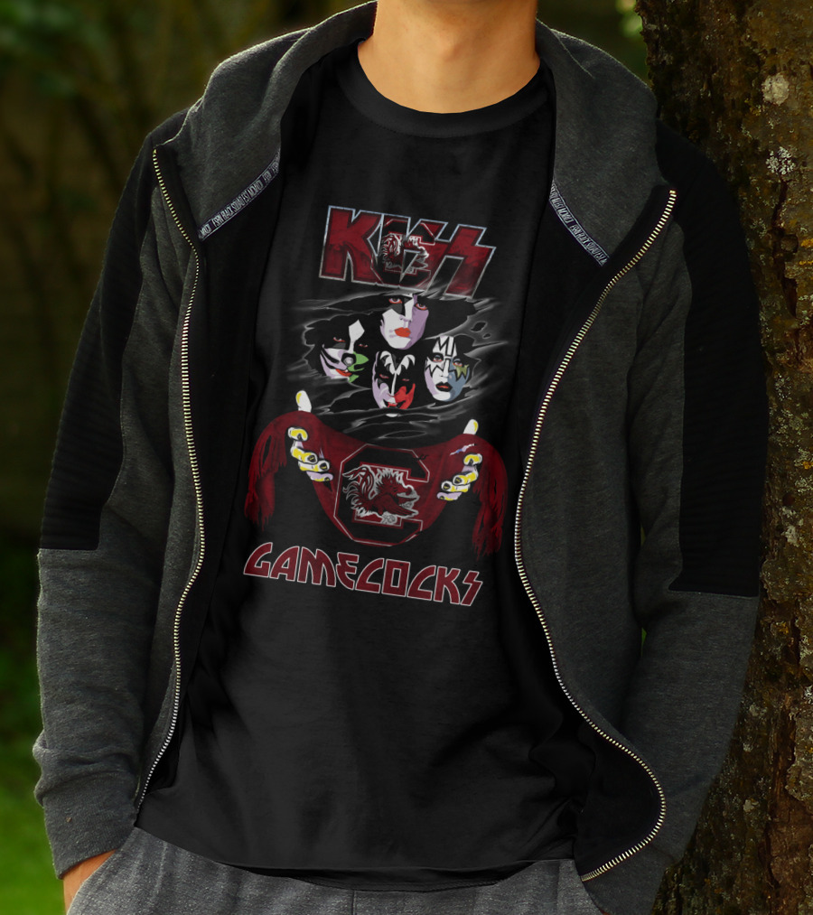 KISS South Carolina Gamecocks Rock Band Faces And Mascot T-Shirt
