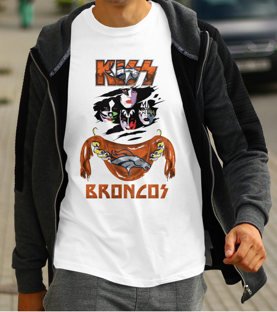 KISS Denver Broncos NFL Rock Band Crossover T-Shirt