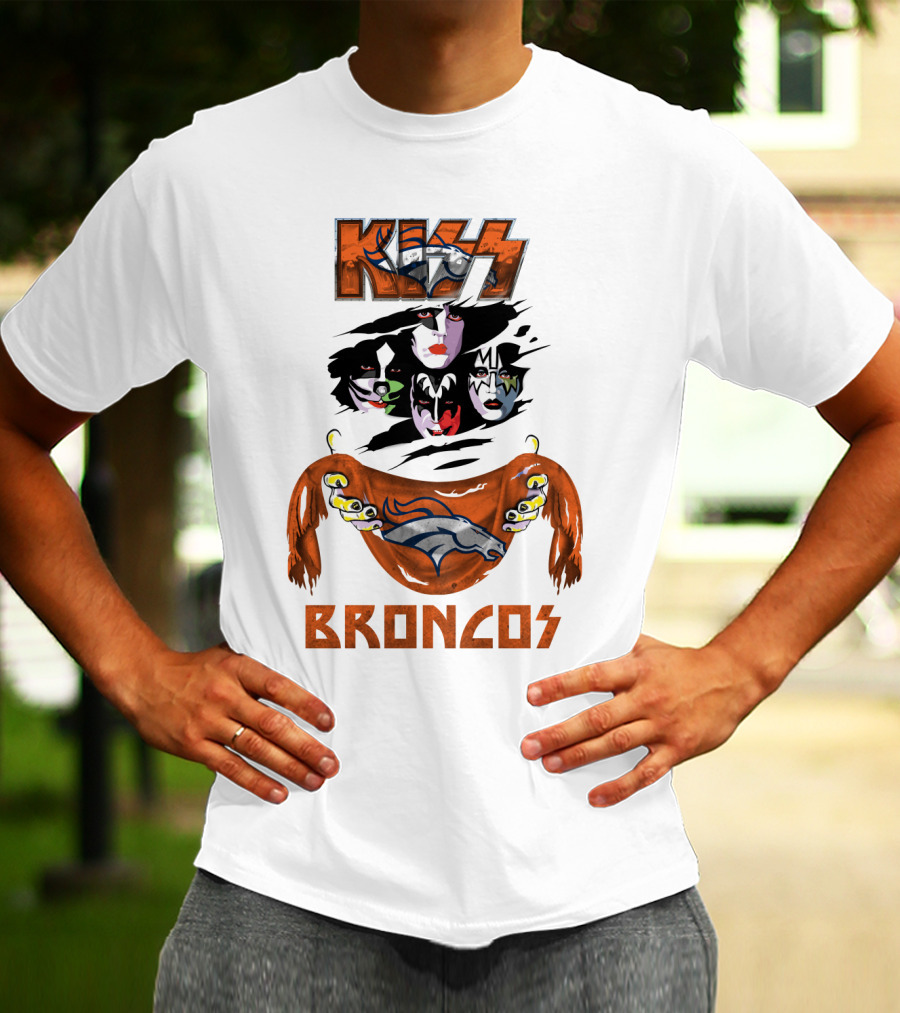 KISS Denver Broncos NFL Rock Band Crossover T-Shirt