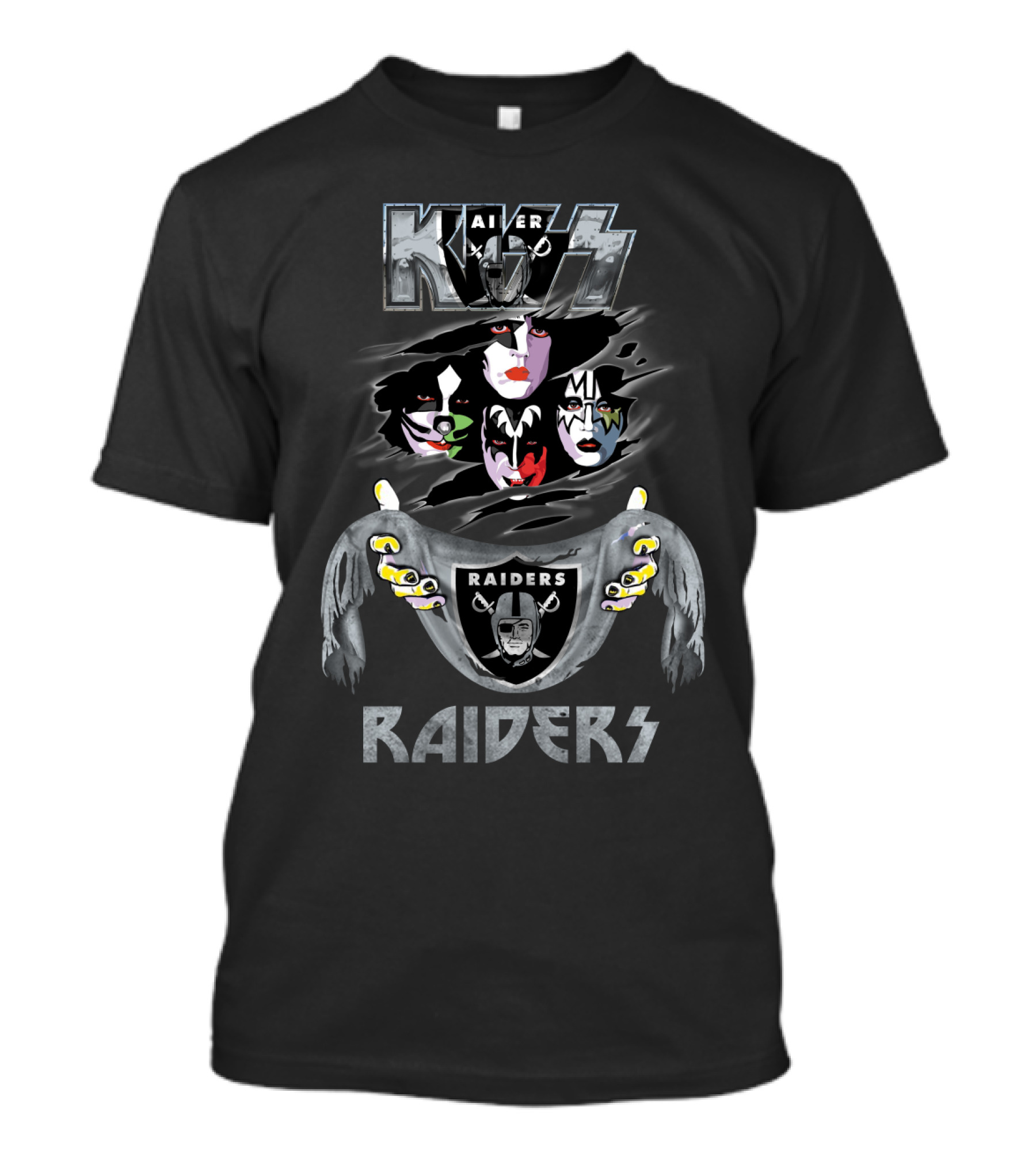 KISS Oakland Raiders Rock Band Football Fan T-Shirt