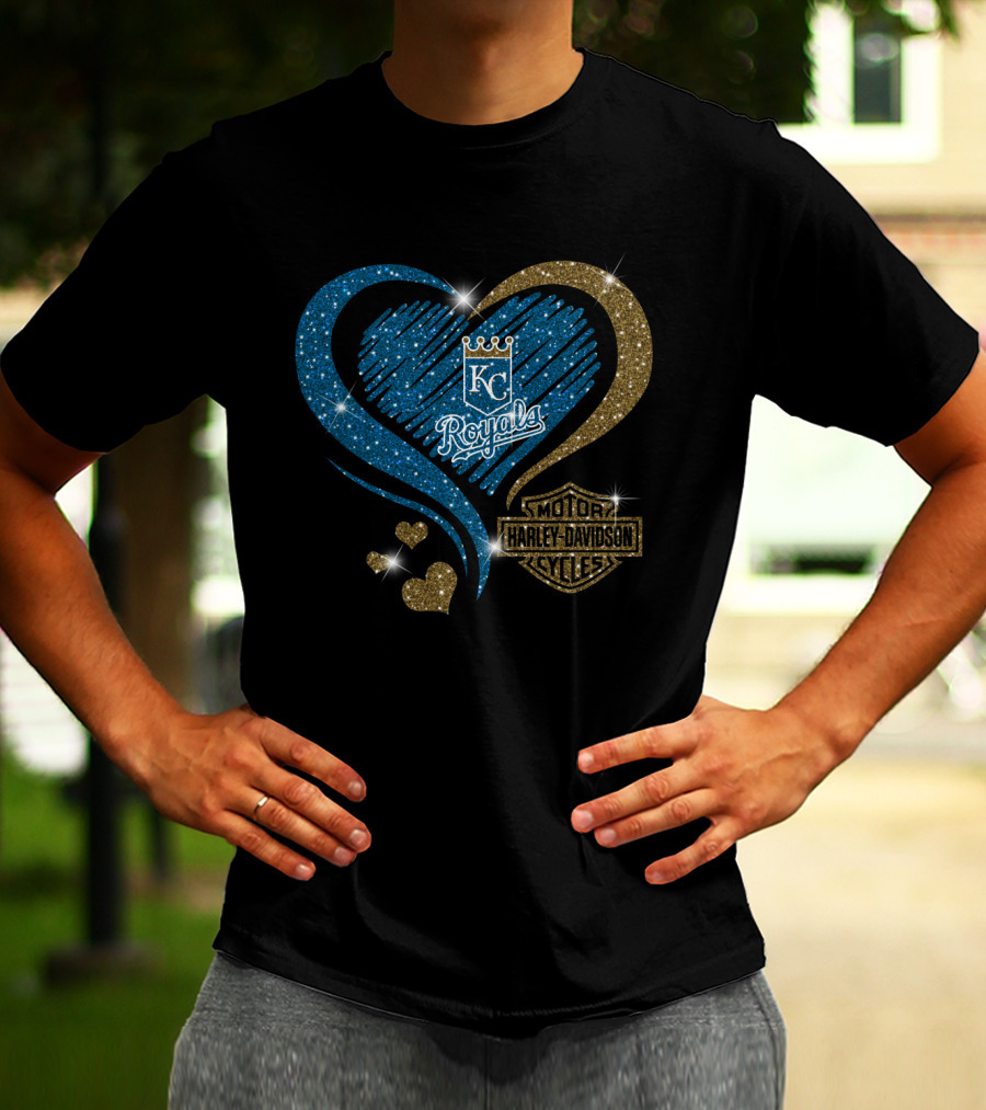 Kc Royals Harley Davidson Heart Sparkle T-Shirt