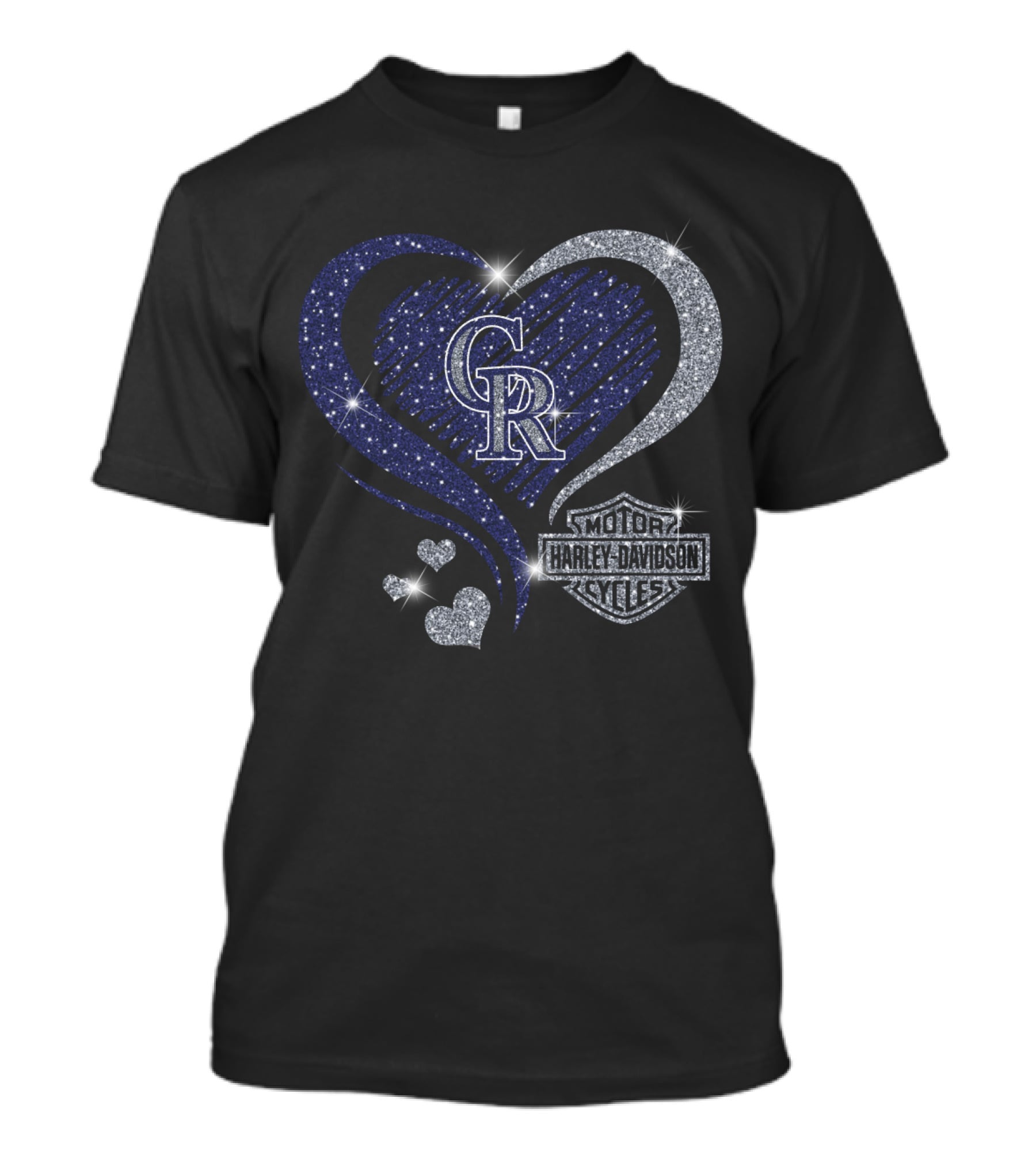 Cr Colorado Rockies Harley Davidson Cycles Heart T-Shirt