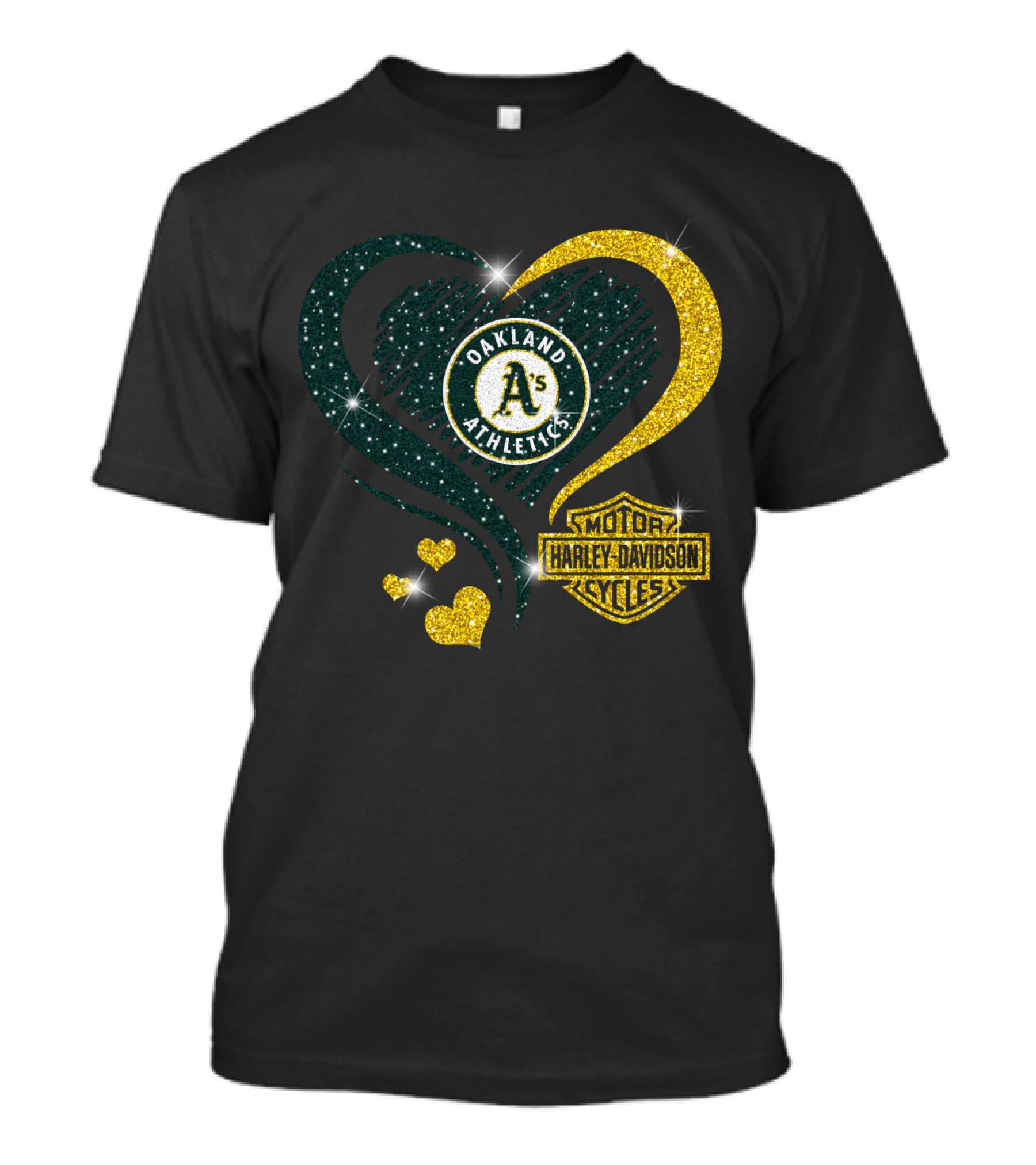 Harley Davidson Mlb Oakland Athletics Sparkling Heart T-Shirt