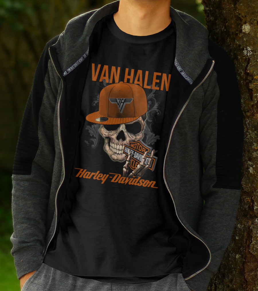 Van Halen Harley Davidson Skull Hat T-Shirt