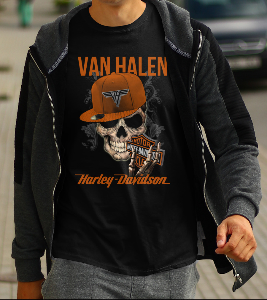 Van Halen Harley Davidson Skull Hat T-Shirt