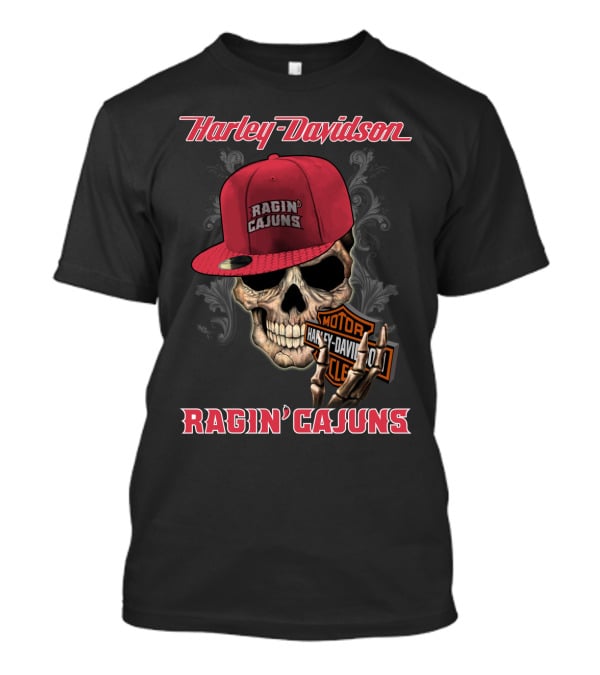 Harley Davidson Ragin' Cajuns Skull Theme T-Shirt