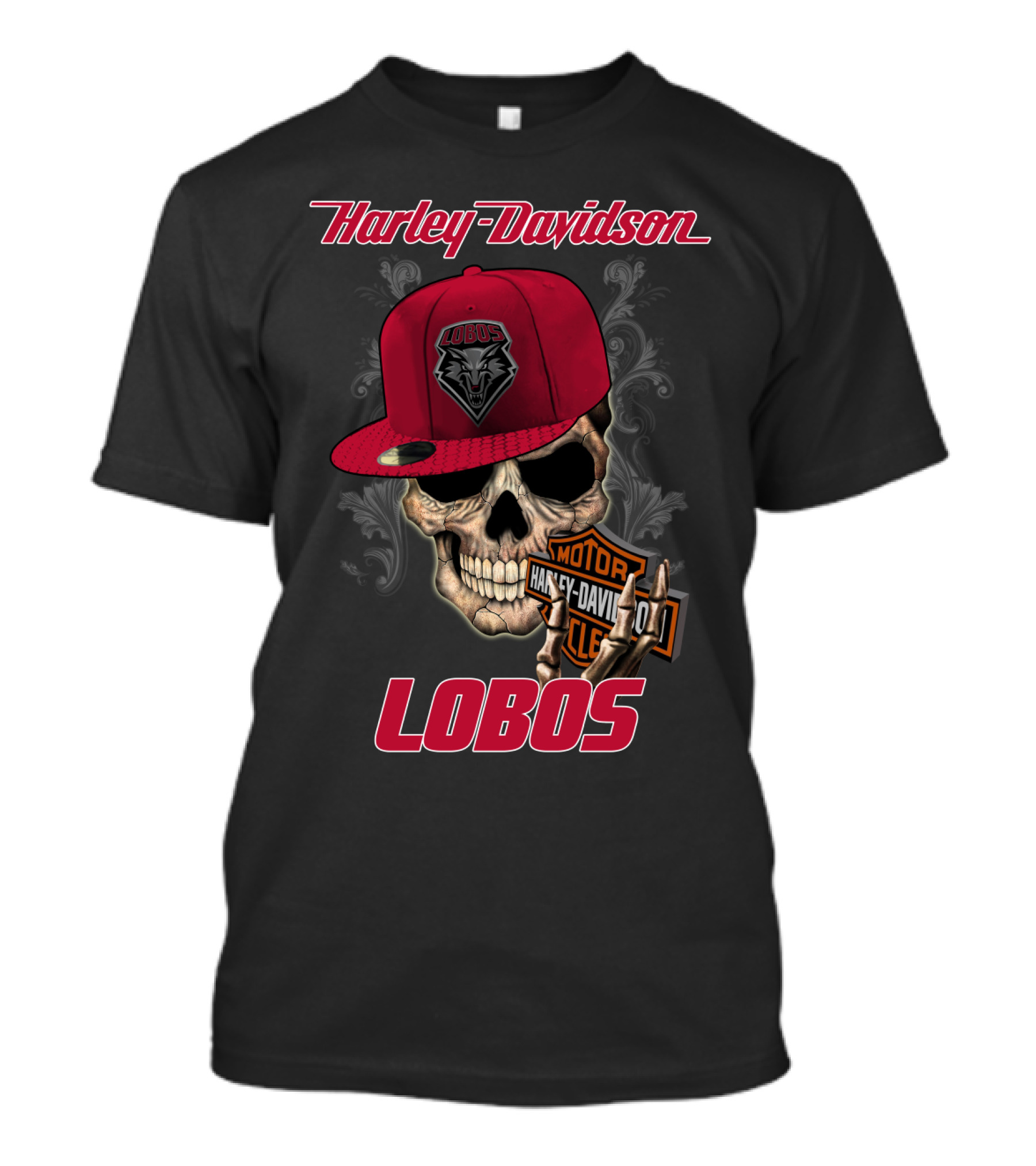 Harley Davidson Lobos New Mexico Skull Cap T-Shirt