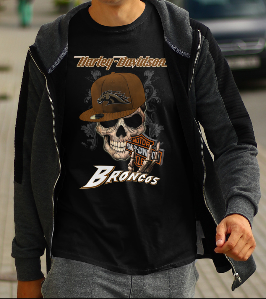 Harley Davidson Western Michigan Broncos Skull T-Shirt