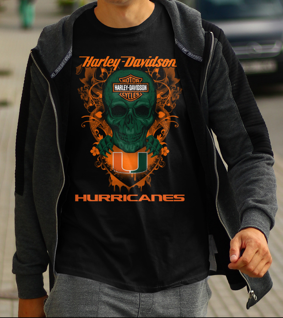 Harley Davidson Miami Hurricanes Skull T-Shirt