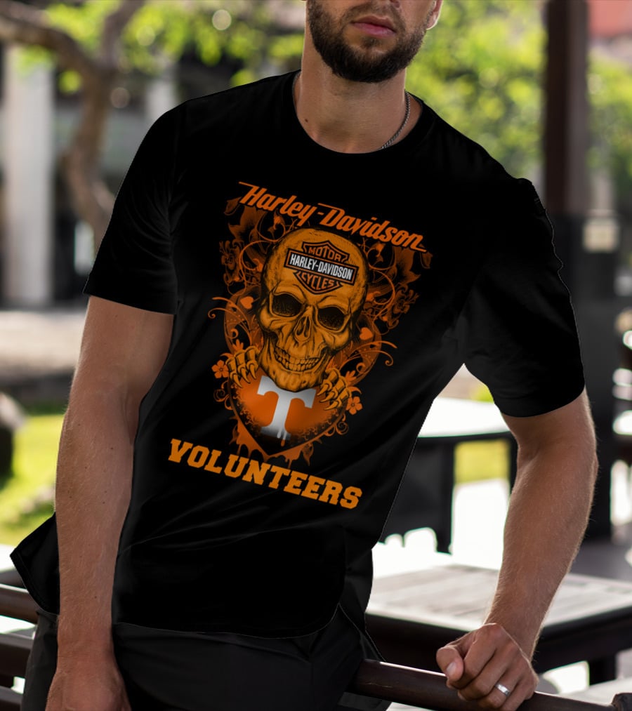 Harley Davidson Tennessee Volunteers Skull Art T-Shirt