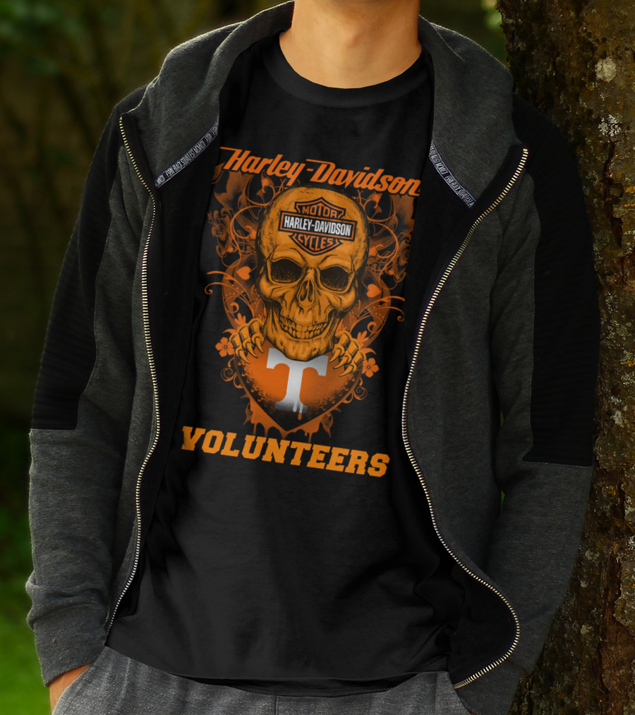 Harley Davidson Tennessee Volunteers Skull Art T-Shirt