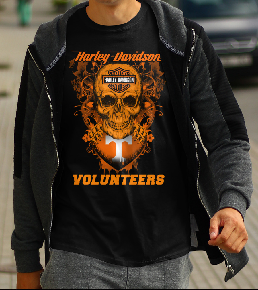 Harley Davidson Tennessee Volunteers Skull Art T-Shirt
