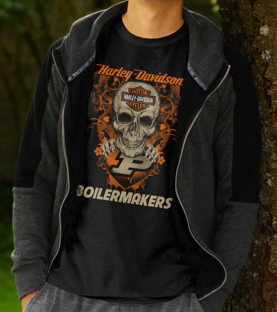 Harley Davidson Motorcycles Skull Purdue Boilermakers T-Shirt