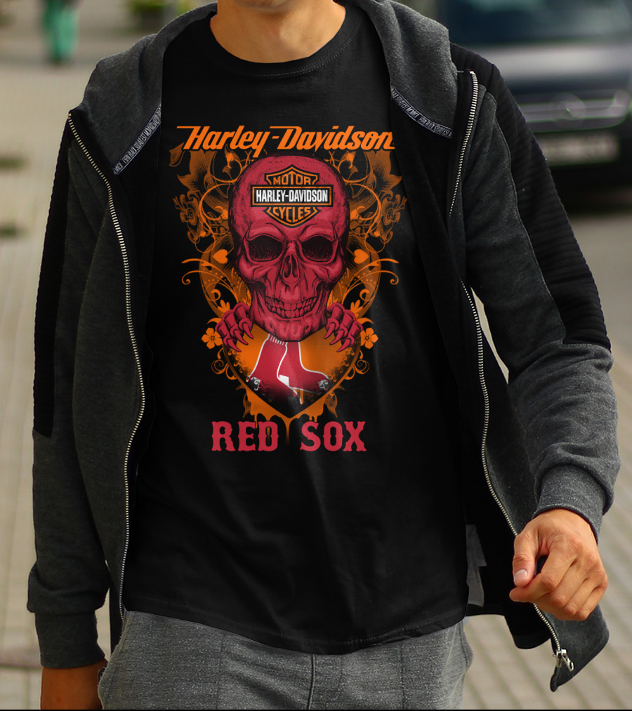 Harley Davidson Motor Cycles Red Sox Boston Mlb T-Shirt