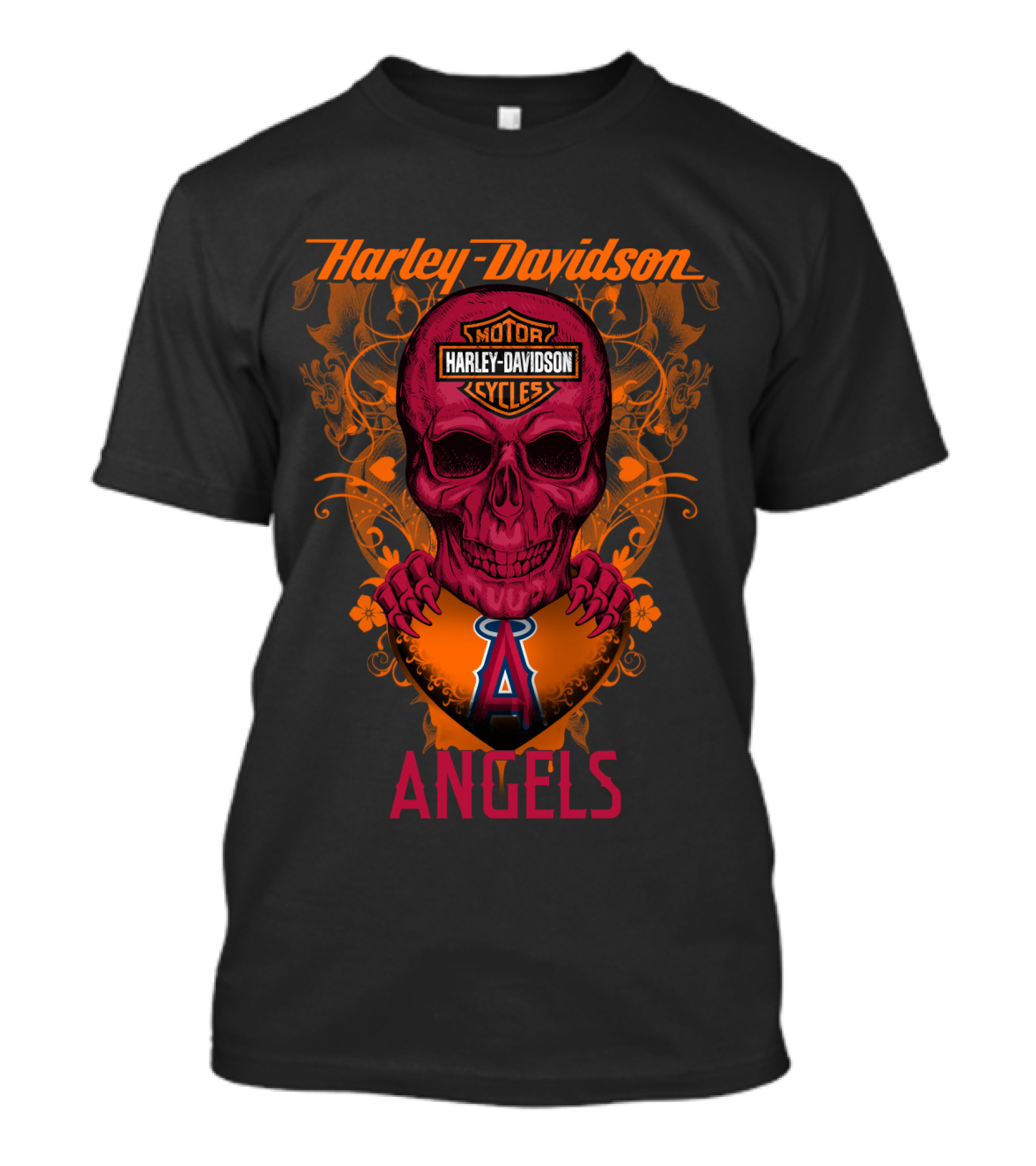 Harley Davidson Angels Motor Cycles Los Angeles Mlb T-Shirt