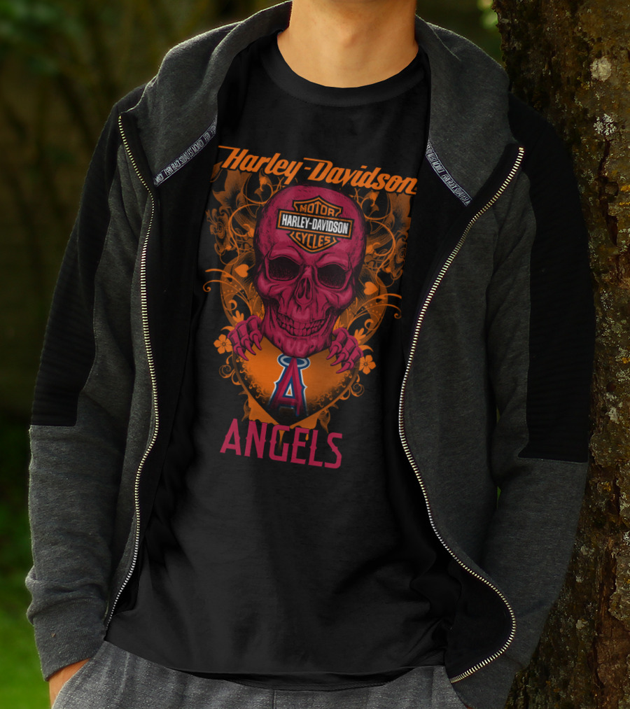 Harley Davidson Angels Motor Cycles Los Angeles Mlb T-Shirt