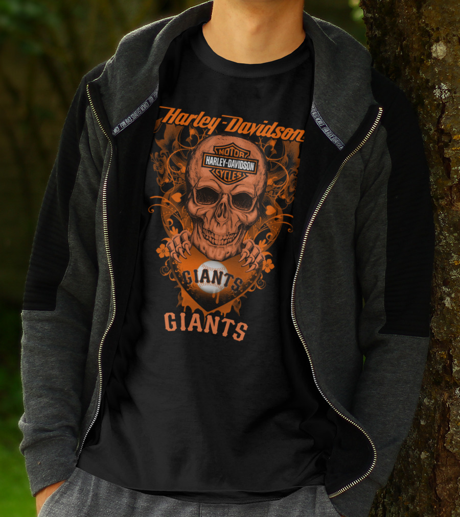 Harley Davidson Motor Cycles Giants Baseball San Francisco T-Shirt