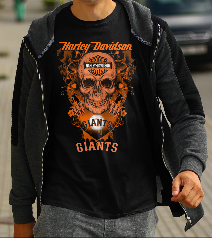 Harley Davidson Motor Cycles Giants Baseball San Francisco T-Shirt
