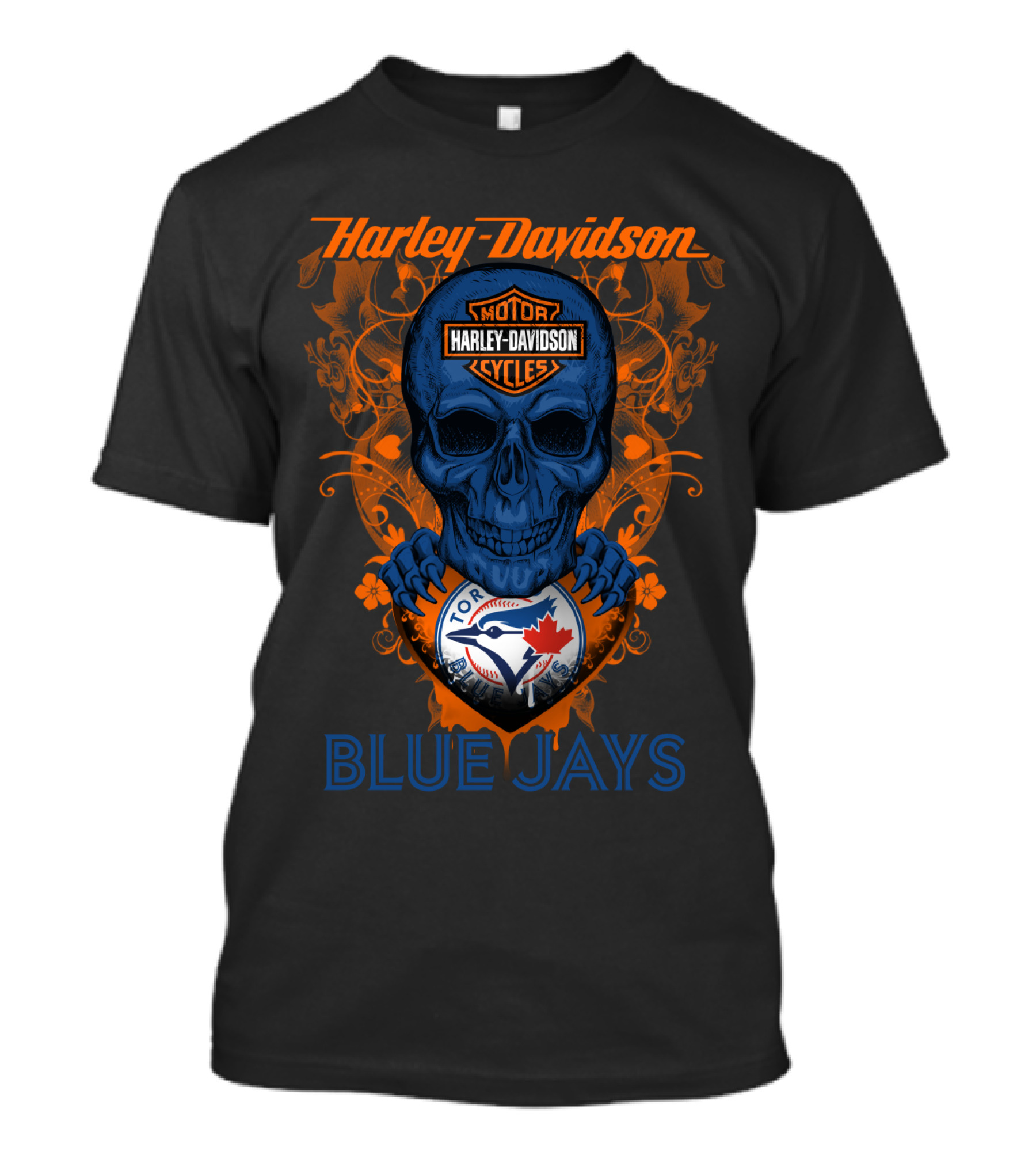 Harley Davidson Skull Toronto Blue Jays Motor Cycles Blue Jays T-Shirt