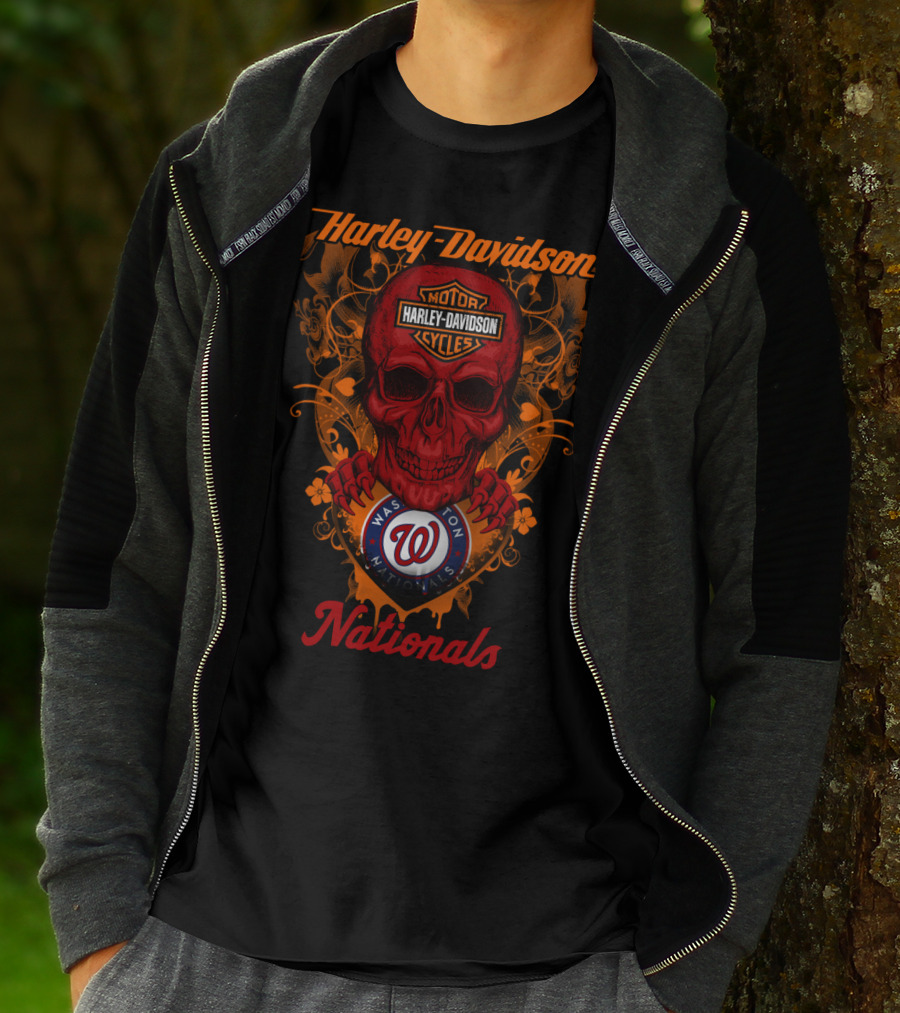 Harley Davidson Washington Nationals Skull T-Shirt