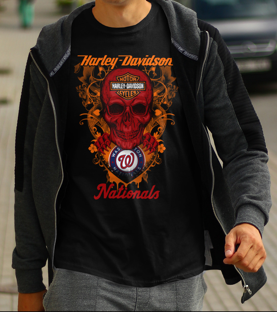 Harley Davidson Washington Nationals Skull T-Shirt