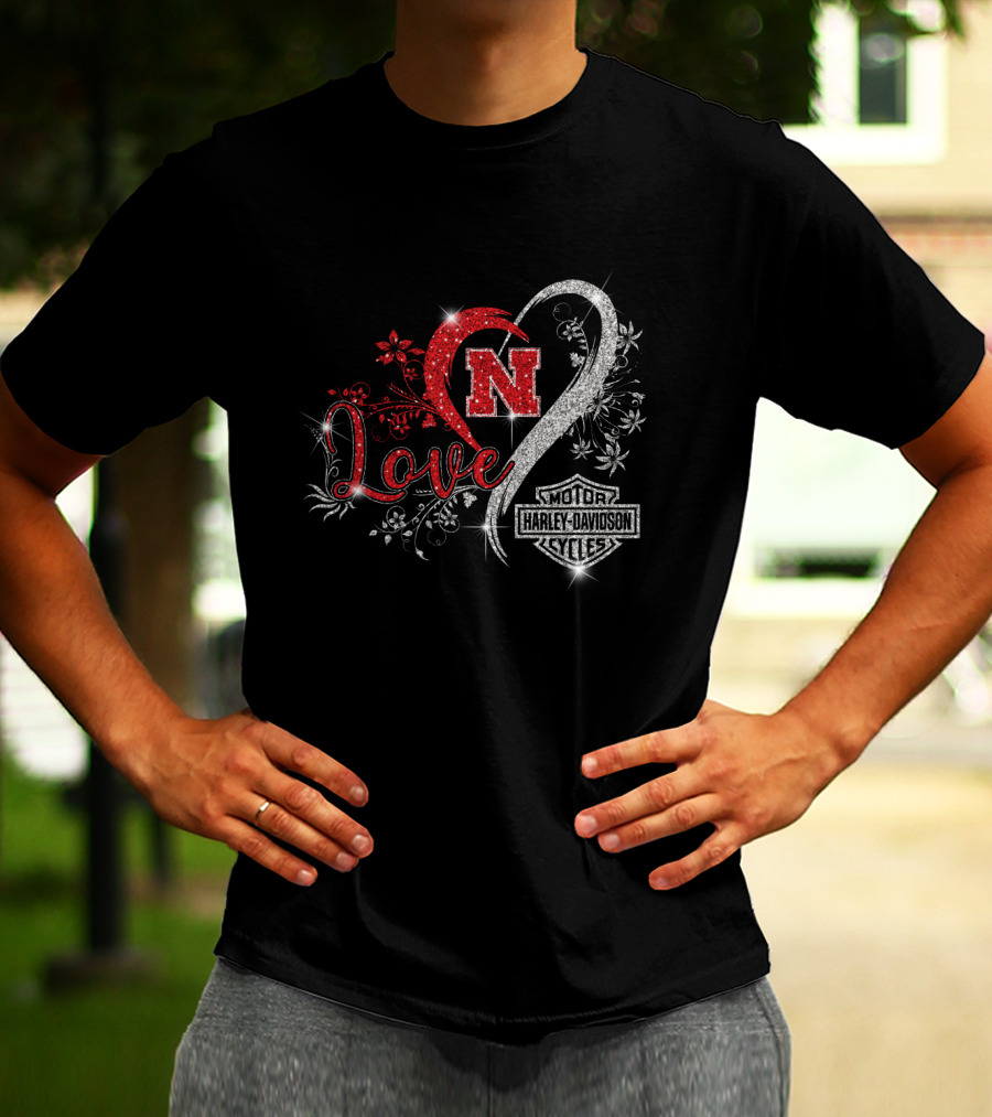 Love Nebraska Cornhuskers Harley Davidson Cycles T-Shirt