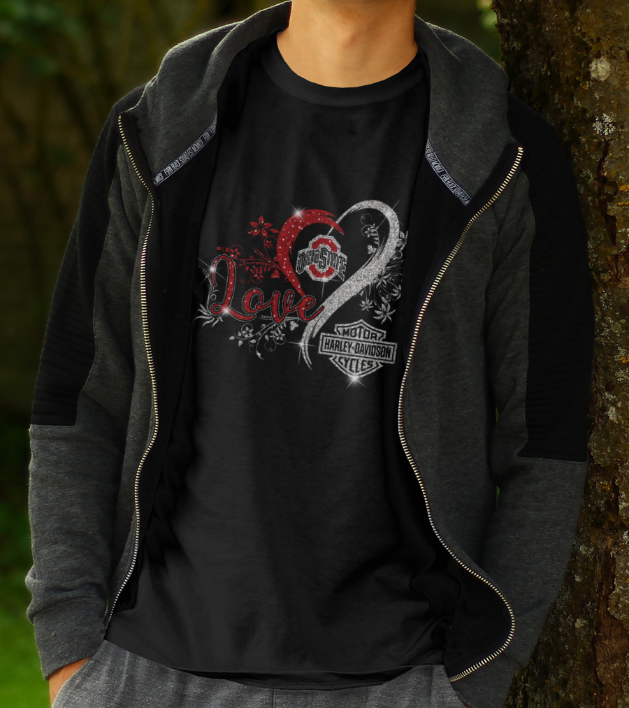 Love Ohio State Buckeyes Harley Davidson Cycles T-Shirt