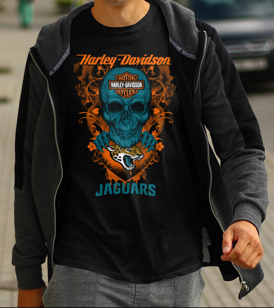 Harley Davidson Skull Jacksonville Jaguars T-Shirt